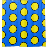 Fett gelbes geometrisches Muster auf hellblau Duschvorhang (Vorderseite)