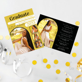 Fett-Gelbes Schwarzes Typografisches Foto Abschlus Einladung