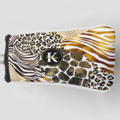 Fett gemischte Tierdrucke mit Gold-Akzent-Putter Golf Headcover (Vorderseite)