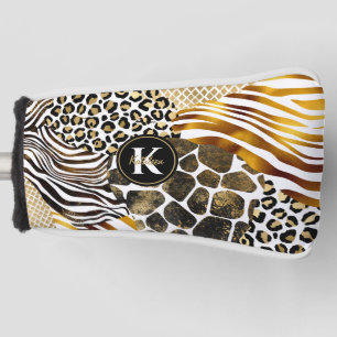 Fett gemischte Tierdrucke mit Gold-Akzent-Putter Golf Headcover