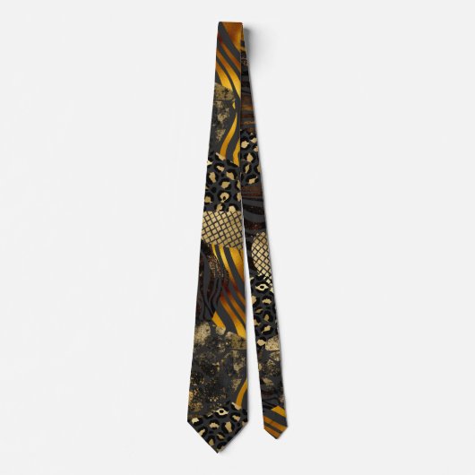 Fett gemischte Tierdrucke mit Goldakzenten Krawatte (Vorderseite)