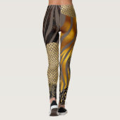 Fett gemischte Tierprägungen Gold-Akzente Leggings (Rückseite)