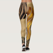 Fett gemischte Tierprägungen Gold-Akzente Leggings (Rückseite)