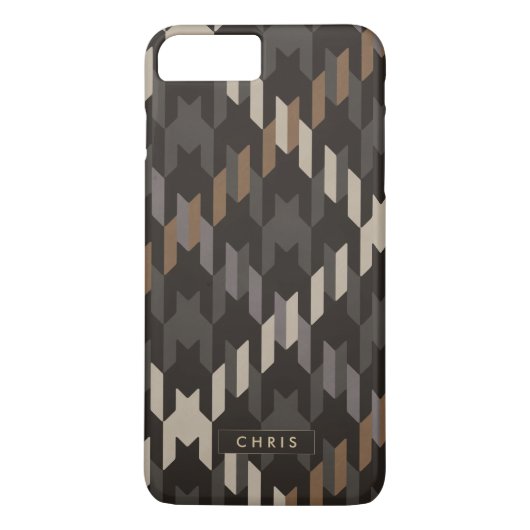 Fett gemustertes Houndstooth-Karo-Monogramm Case-Mate iPhone Hülle (Rückseite)