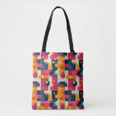 Fett geometrisch Abstrakt mit Rosa, Gelb und Blau Tasche (Vorderseite)