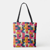 Fett geometrisch Abstrakt mit Rosa, Gelb und Blau Tasche (Rückseite)