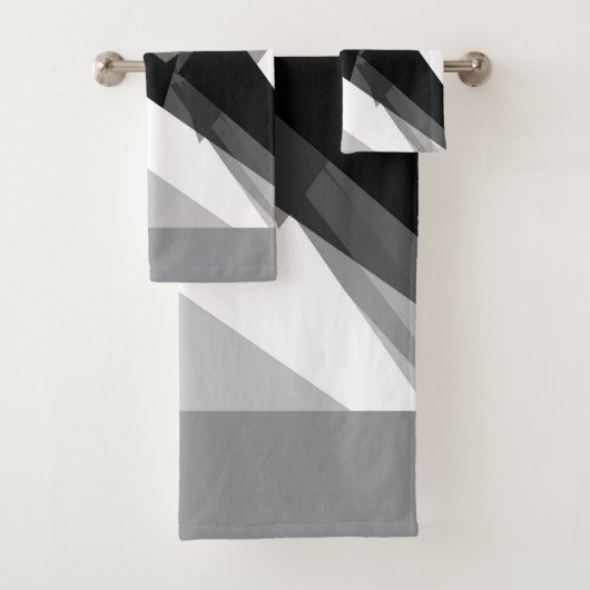 fett geometrisch-monochrome Retro-abstrakte Kunst Badhandtuch Set (Insitu)
