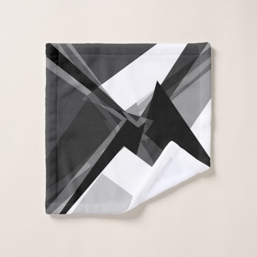 fett geometrisch-monochrome Retro-abstrakte Kunst Badhandtuch Set (Waschlappen)