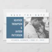 Fett geometrisches Foto Save the Date | Blau (Vorderseite)