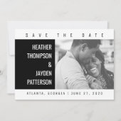 Fett geometrisches Foto Save the Date | Schwarz (Vorderseite)