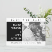 Fett geometrisches Foto Save the Date | Schwarz (Stehend Vorderseite)