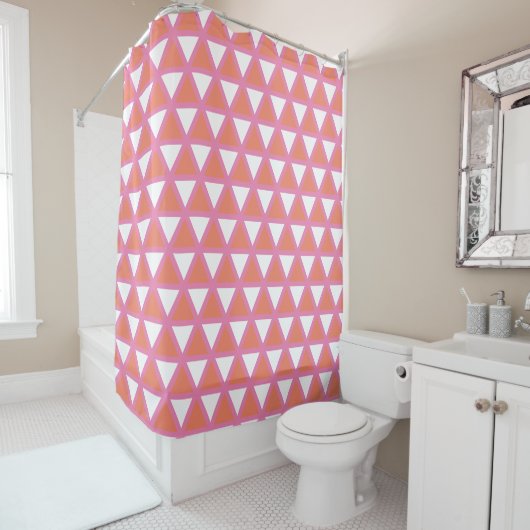 Fett geometrisches Muster Orange Pink Duschvorhang (Beispiel)