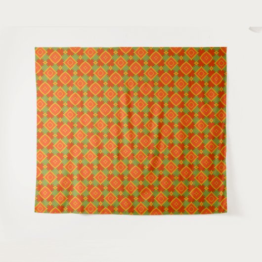 Fett geometrisches Orange und grünes Tapestyle Wandteppich (Vorderseite (Horizontal))