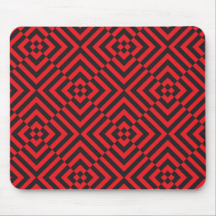 Fett geometrisches rotes und schwarzes Mauspad