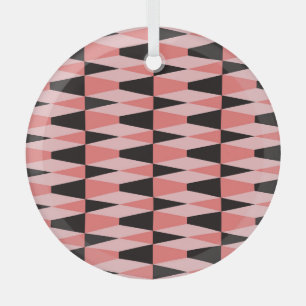Fett geometrisches Schwarz-Rosa-Muster Ornament Aus Glas