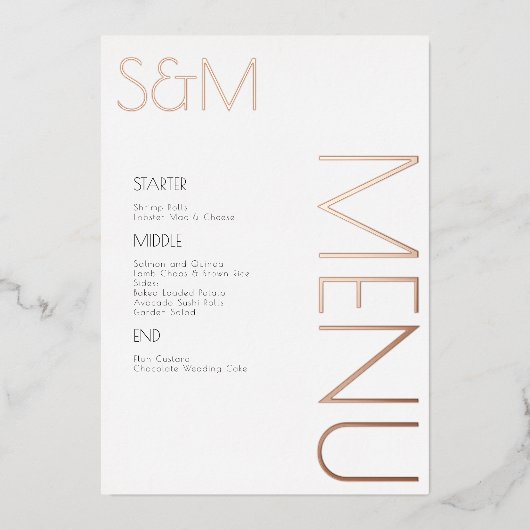 Fett gepresster Tag der Speisekarten Folieneinladung (Vorderseite)