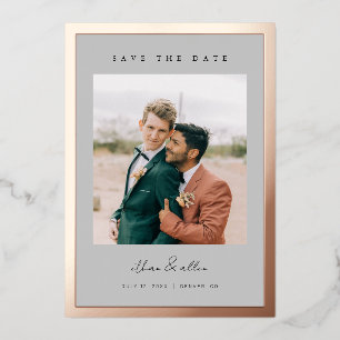 Fett gerahmte Folien-Save-the-Date-Karten mit mini Folieneinladung