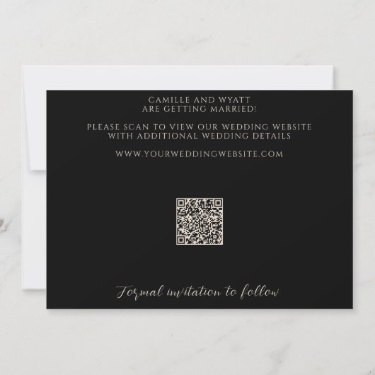 Fett gestapelte Anzahl Minimaler QR-Code Save the  Einladung (Rückseite)