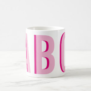 Fett gestapeltes rosa 3-Buchstaben-Monogramm Kaffeetasse