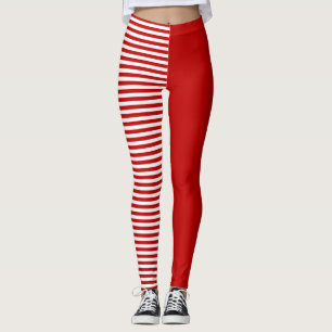Fett gestreiftes rot-weißes Muster modernes Minima Leggings