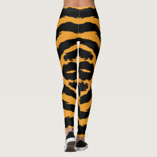 Fett gestreiftes Tiger Muster Schwarz Orange Tierh Leggings