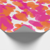 Fett Girl Hot Pink Fuchsia Orange Paint Splashes Geschenkpapier (Ecke)