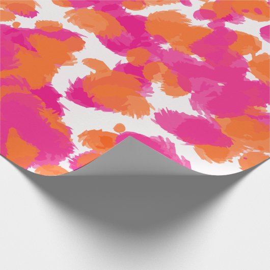 Fett Girl Hot Pink Fuchsia Orange Paint Splashes Geschenkpapier (Ecke)