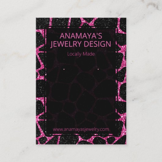 Fett-Glam-Rosa- und Schwarz-Glitzer-Erdbild Visitenkarte (Vorderseite)