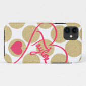 Fett Glitzer Gold Dots Herzstück und handgeschrieb Case-Mate iPhone Hülle (Rückseite (Horizontal))