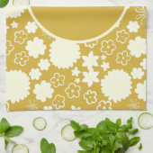 Fett Gold Cream Blume Blumenmuster mit Namen Geschirrtuch (Gefaltet)
