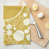 Fett Gold Cream Blume Blumenmuster mit Namen Geschirrtuch (Viertel Falte)