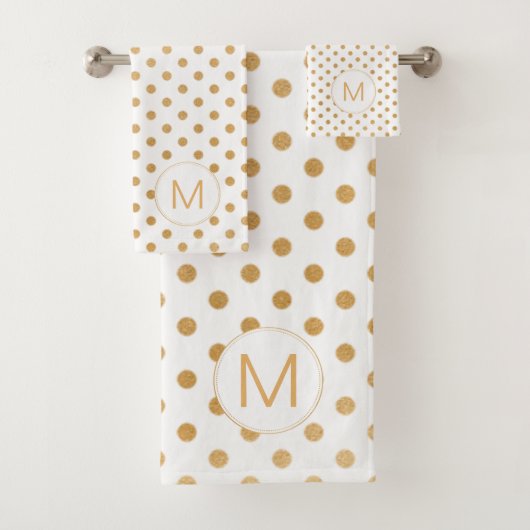 Fett Gold Dot Monogram Set, JEDER FARBhintergrund! Badhandtuch Set (Insitu)