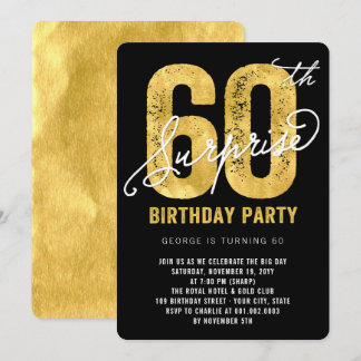 Fett Gold Foil Überraschung 60. Geburtstagsparty E Einladung