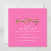 Fett Gold Hot Pink Foto Abschluss Graduate Party Einladung (Vorderseite)
