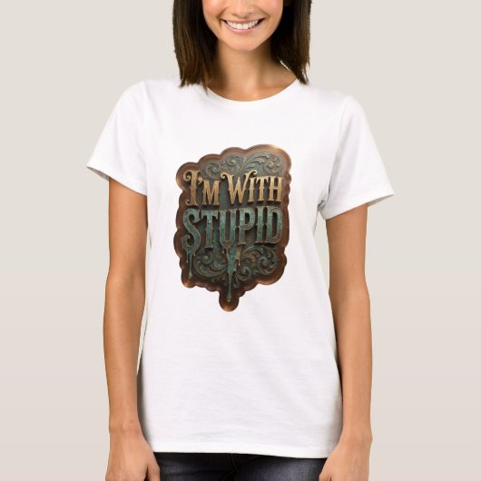 Fett Gold ICH BIN MIT DEM DUMMEN Statement T-Shirt (Vorderseite)