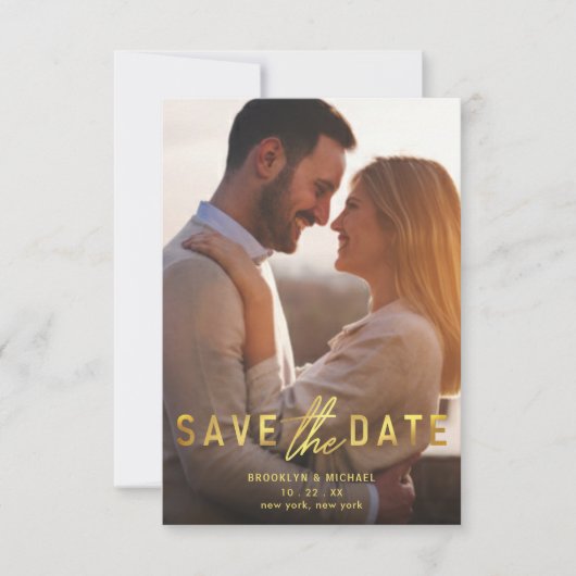 Fett Gold Save the Date Hochzeitsankündigung Einladung (Vorderseite)