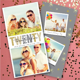 Fett Gold Typografie 2025 Neujahr 2 FotoCollage Feiertagskarte