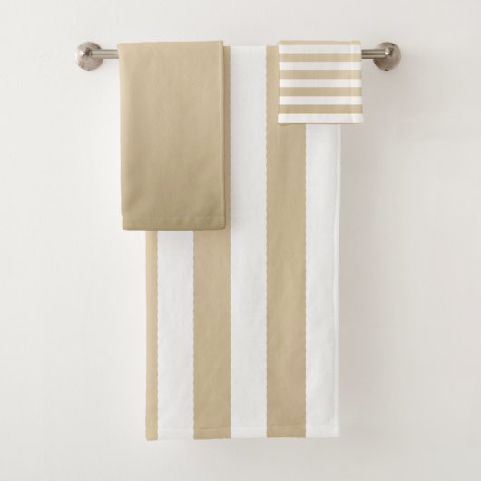 Fett gold- und cremefarbene Streifenmuster Badhandtuch Set (Insitu)