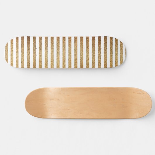 Fett goldener Glitzer und weiße Streifen Skateboard (Horizontal)