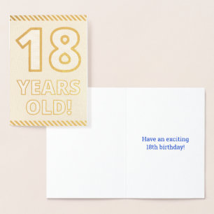 Fett, Goldfoil "18 JAHRE ALT!" Geburtskarte Folienkarte