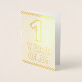 Fett, Goldfoil "1 JAHR ALT!" Geburtskarte Folienkarte (Vorderseite)