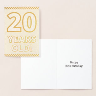 Fett, Goldfoil "20 JAHRE ALT!" Geburtskarte Folienkarte