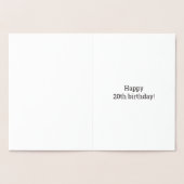 Fett, Goldfoil "20 JAHRE ALT!" Geburtskarte Folienkarte (Innenseite)