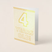 Fett, Goldfoil "4 JAHRE ALT!" Geburtskarte Folienkarte (Vorderseite)