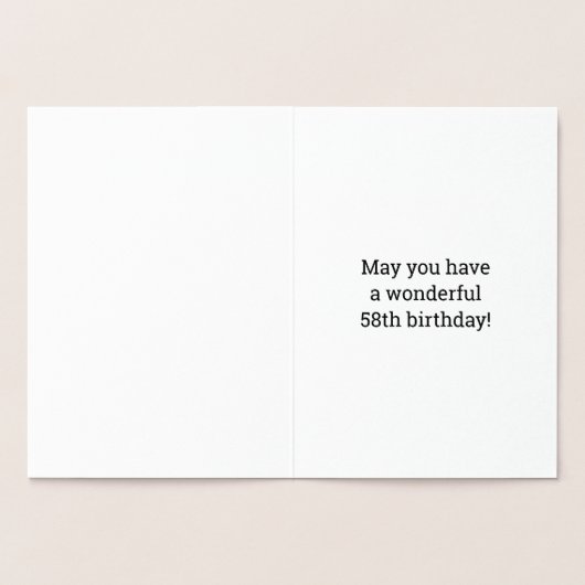 Fett, Goldfoil "58 JAHRE ALT!" Geburtskarte Folienkarte (Innenseite)