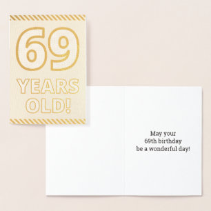 Fett, Goldfoil "69 JAHRE ALT!" Geburtskarte Folienkarte
