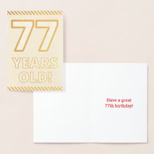 Fett, Goldfoil "77 JAHRE ALT!" Geburtskarte Folienkarte