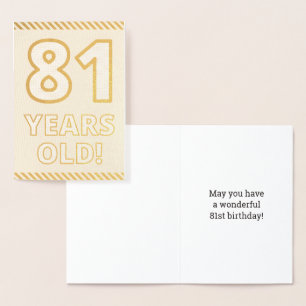 Fett, Goldfoil "81 JAHRE ALT!" Geburtskarte Folienkarte