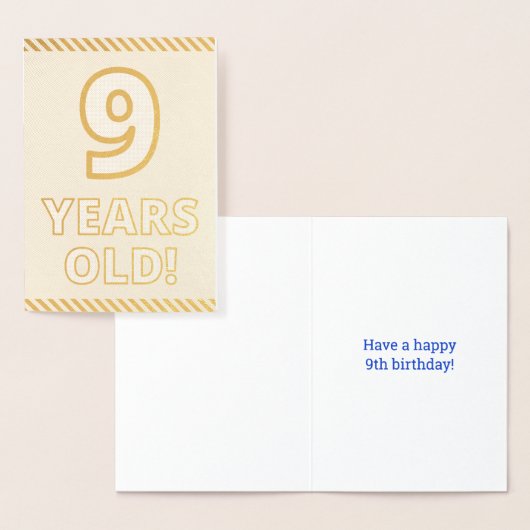 Fett, Goldfoil "9 JAHRE ALT!" Geburtskarte Folienkarte (Anzeige)