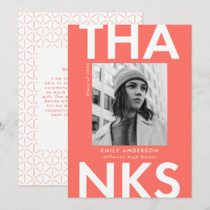 Fett Grad Coral Foto Abschluss Dankeskarte